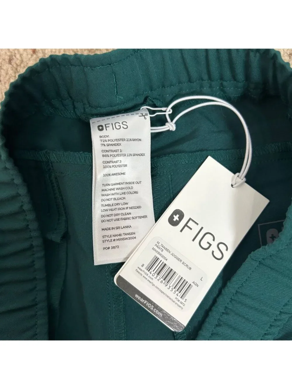 NEW Figs Green Tansen Jogger Scrub Pants Size Large Men’s